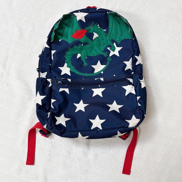 BODEN dragon navy backpack, green white stars - charming, playful, whimsical - Picture 3 of 16